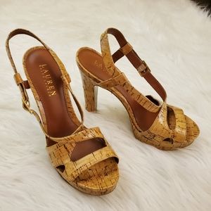 *Ralph Lauren Filara 7.5 Glazed Cork Platform Heel